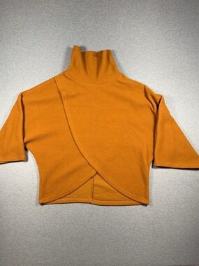 FAVLUX Mustard Orange Cropped Turtleneck Fleece